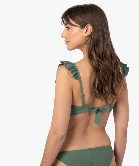 Haut de maillot de bain femme forme triangle à volants vue2 - GEMO (PLAGE) - GEMO