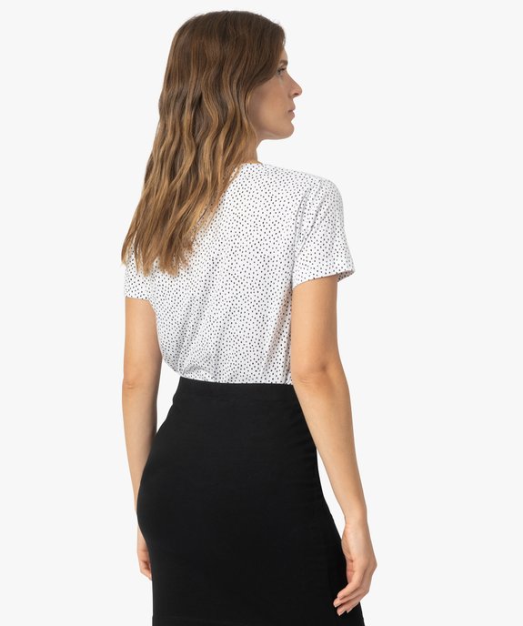 Tee-shirt femme imprimé à manches courtes et col V vue3 - GEMO(FEMME PAP) - GEMO