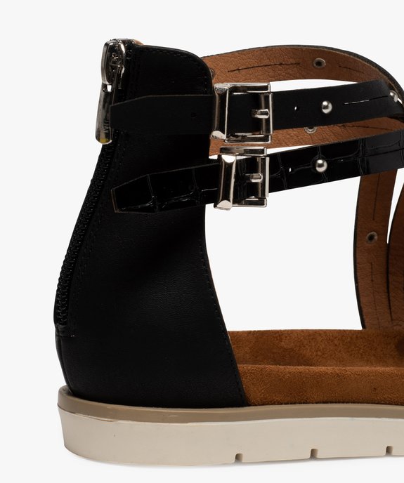 Sandales femme à talon plat, semelle contrastante crantée vue6 - GEMO (CASUAL) - GEMO