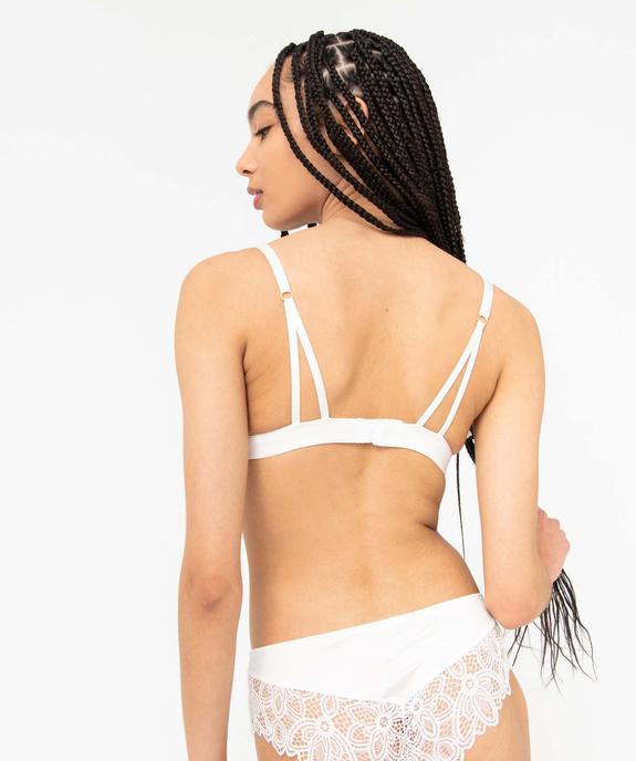 Soutien-gorge triangle en satin et dentelle avec mousses amovibles vue2 - GEMO(HOMWR FEM) - GEMO