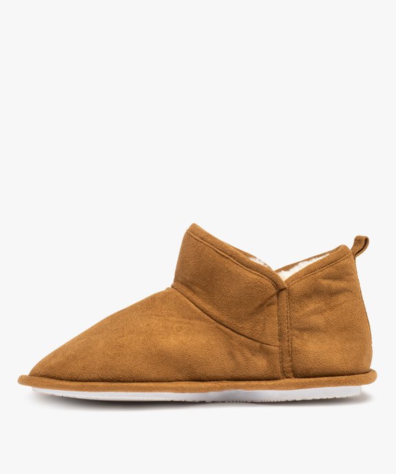 Chaussons femme boots en suédine unie et doublure douce vue3 - GEMO(HOMWR FEM) - GEMO