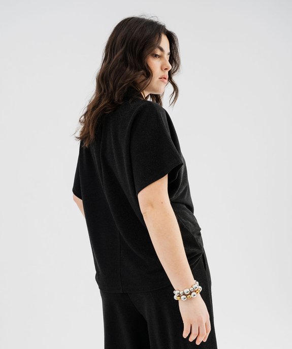 Chemise manches courtes pailletée coupe loose femme grande taille vue3 - GEMO (G TAILLE) - GEMO