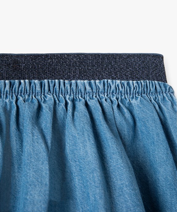 Jupe fille patineuse en chambray à taille élastiquée vue2 - GEMO (ENFANT) - GEMO