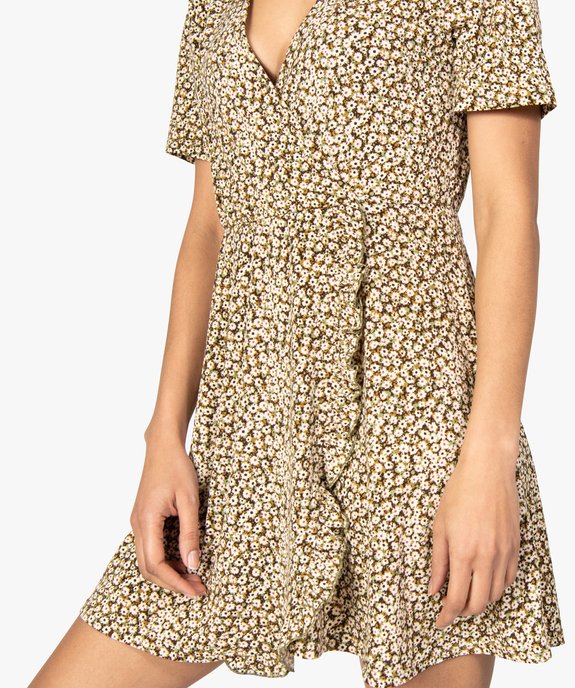 Robe femme forme portefeuille à motifs fleuris vue2 - GEMO(FEMME PAP) - GEMO