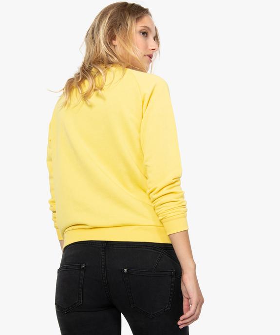 Sweat femme molletonné et imprimé à manches raglan vue3 - FOLLOW ME - GEMO