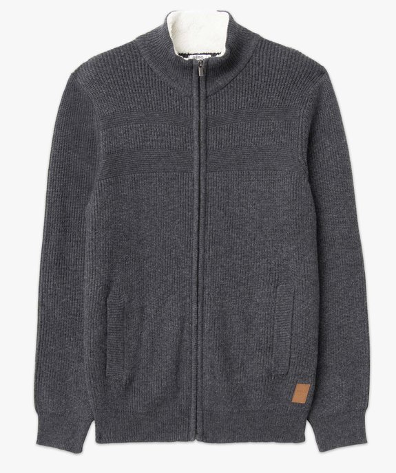 Gilet homme zippé avec col montant doublé vue4 - GEMO (HOMME) - GEMO