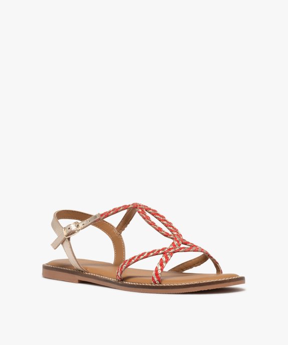 Sandales en cuir à brides tressées et talon plat femme vue2 - TANEO GEMO FOR GOOD - GEMO
