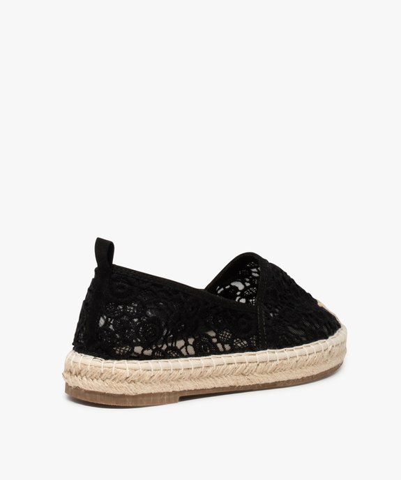 Espadrilles femme à talon plat dessus dentelle unie vue4 - GEMO(URBAIN) - GEMO
