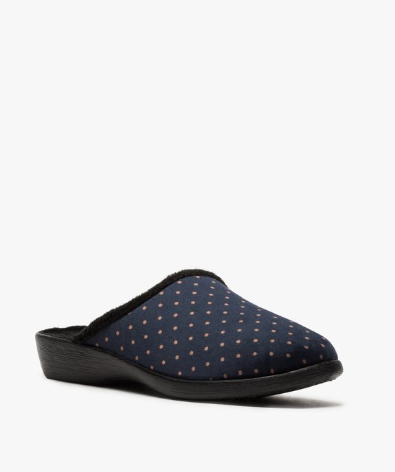 Chaussons femme à pois avec intérieur en matière recyclée vue2 - GEMO 4G FEMME - GEMO