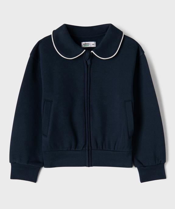Sweat zippé en molleton à col Claudine fille vue1 - GEMO 4G FILLE - GEMO