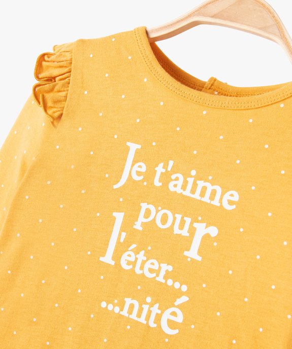 Pyjama bébé en jersey à pois et épaules volantées vue2 - GEMO(BB COUCHE) - GEMO