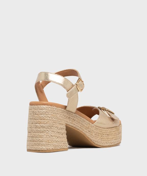 Sandales à talon et plateforme en corde femme vue4 - FOLLOW ME - GEMO