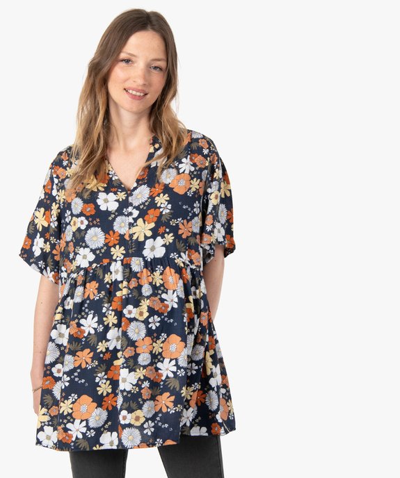 Blouse de grossesse à manches courtes à motifs fleuris vue1 - GEMO (MATER) - GEMO