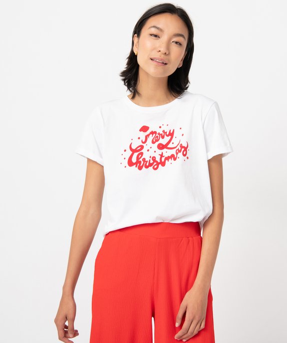 Tee-shirt femme à manches courtes spécial Noël vue1 - GEMO(FEMME PAP) - GEMO