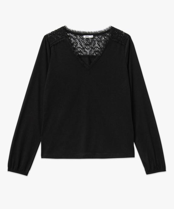 Tee-shirt à manches longues avec détails dentelle femme vue4 - GEMO 4G FEMME - GEMO