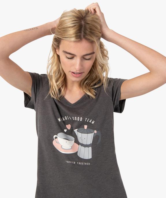 Chemise de nuit imprimée à manches courtes femme vue2 - GEMO 4G FEMME - GEMO