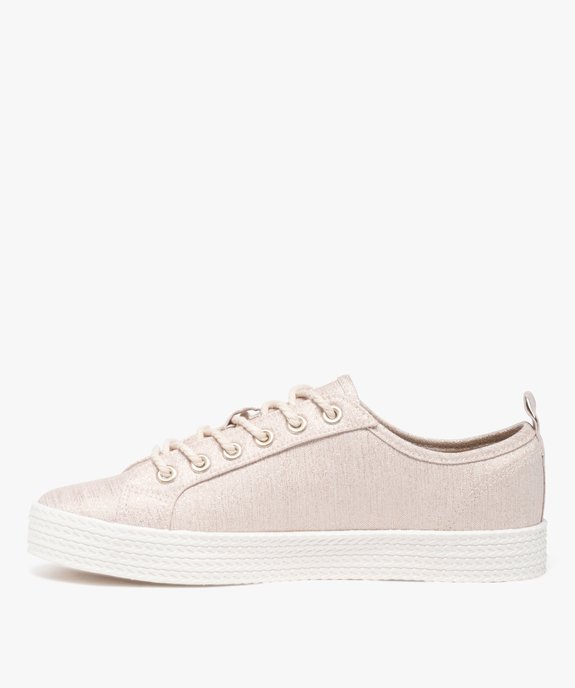 Baskets en toile à lacets avec épaisse semelle femme vue3 - FOLLOW ME G4G - GEMO