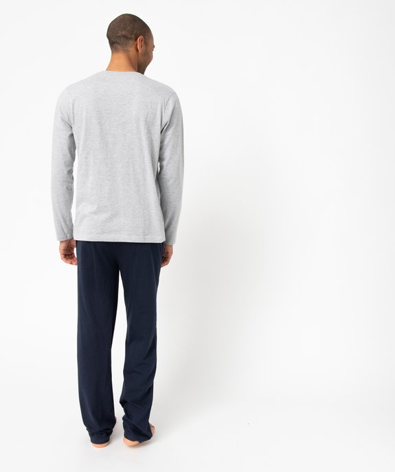 Pyjama à manches longues et pantalon large homme vue3 - GEMO 4G HOMME - GEMO