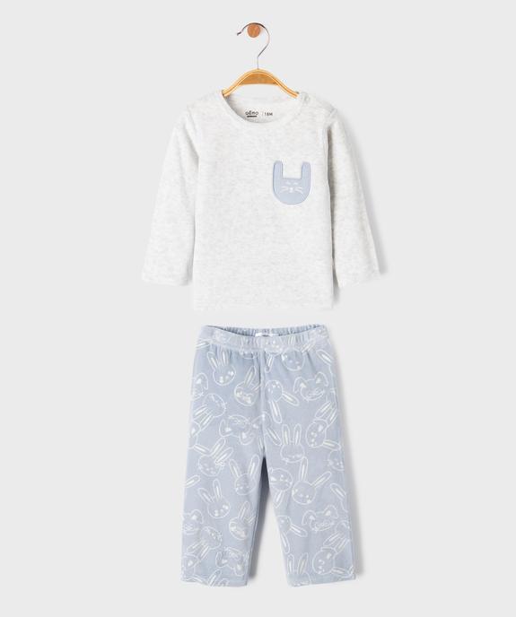 Pyjama 2 pièces en velours motifs lapins bébé garçon vue1 - GEMO 4G BEBE - GEMO