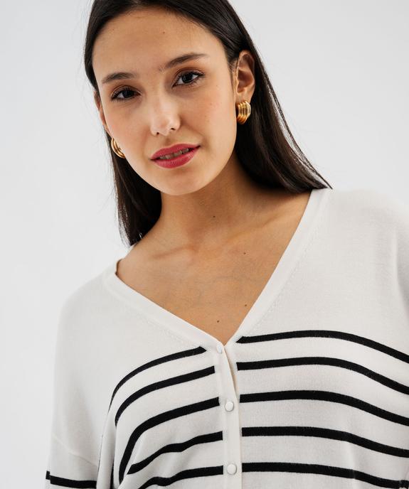 Gilet rayé en maille fluide et douce femme vue2 - GEMO 4G FEMME - GEMO