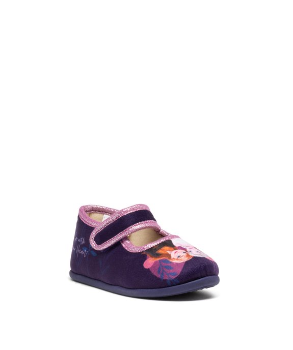 Chaussons fille ballerines à scratch et en velours La Reine des Neiges - Disney vue2 - REINE DES NEIGE - GEMO