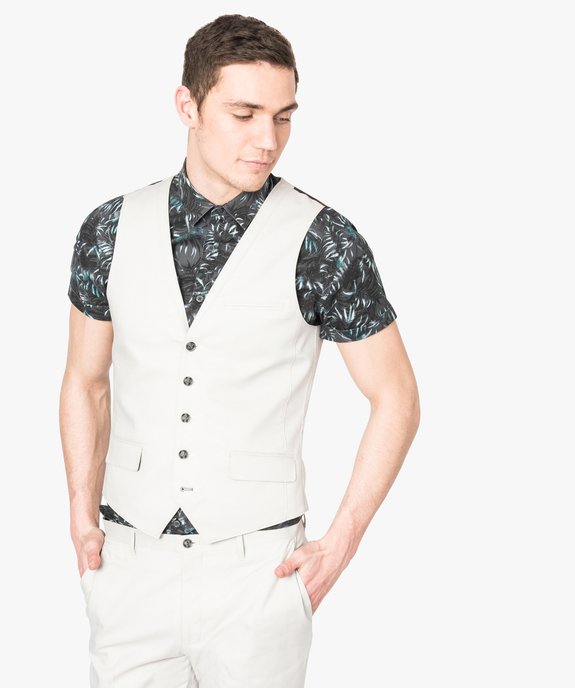 Gilet de costume uni dos satiné vue1 - GEMO (HOMME) - GEMO