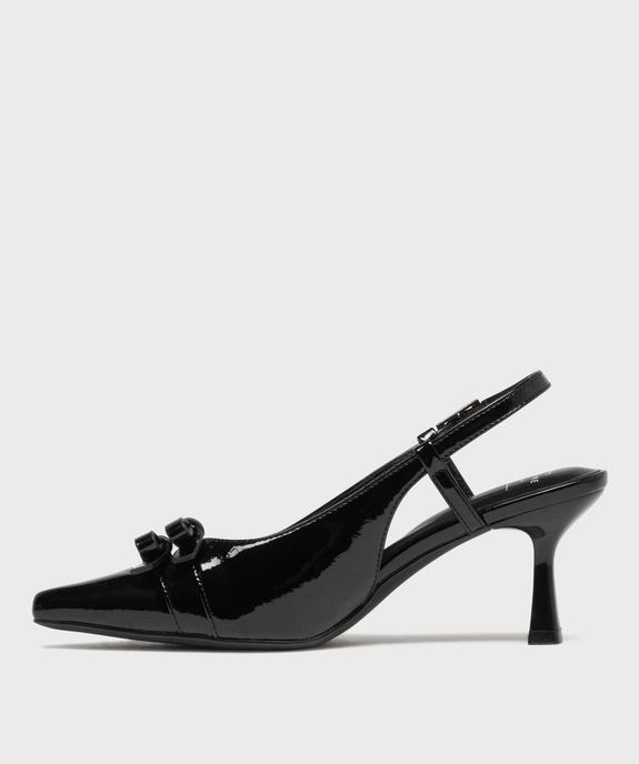 Escarpins sling-back vernis à bout pointu et talon femme - Follow Me vue3 - FOLLOW ME - GEMO