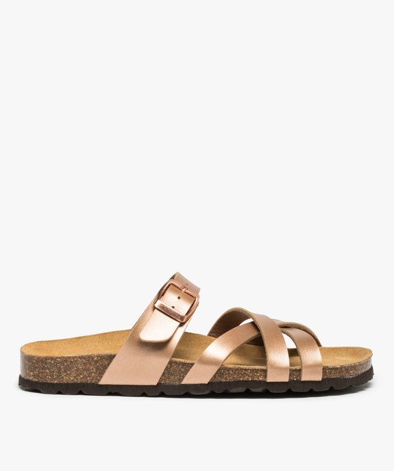 Mules femme à talon plat et brides métallisées vue1 - GEMO (CASUAL) - GEMO