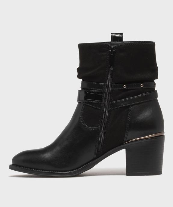 Bottines à talon avec tige drapée et brides à la cheville femme - Emilia Rosa vue3 - EMILIA ROSA - GEMO