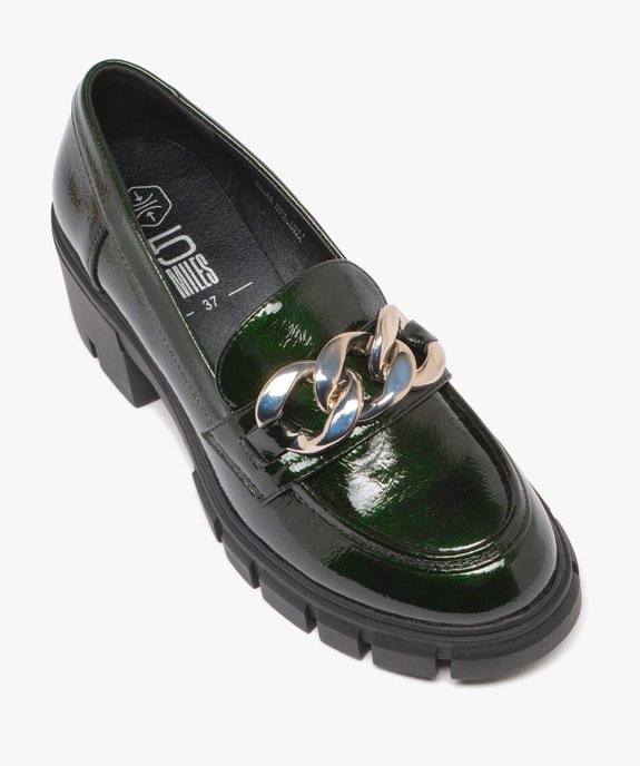 Mocassins chunky vernis à talon et semelle crantée femme vue11 - 5 MILES - GEMO