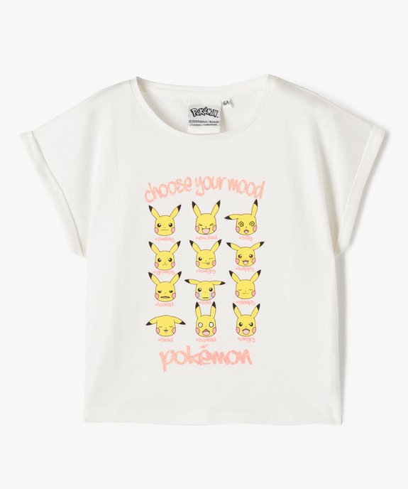 Tee-shirt manches courtes loose imprimé Pikachu fille - Pokémon vue2 - POKEMON - GEMO