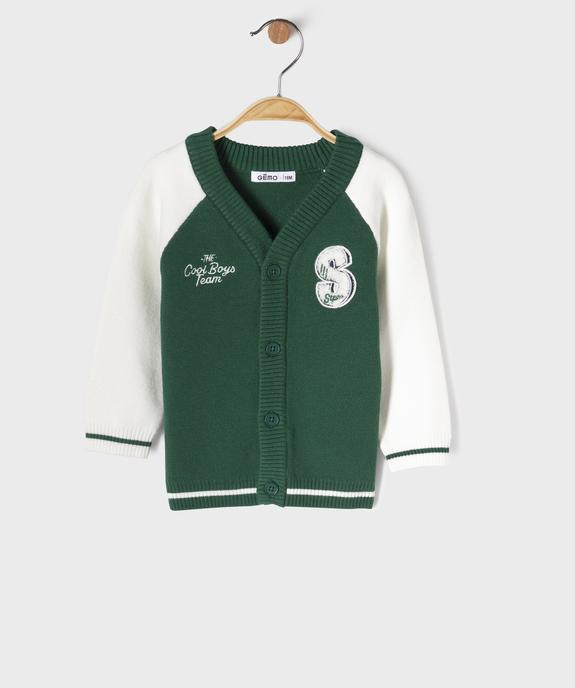 Gilet col V bicolore bébé garçon vue1 - GEMO(BEBE DEBT) - GEMO