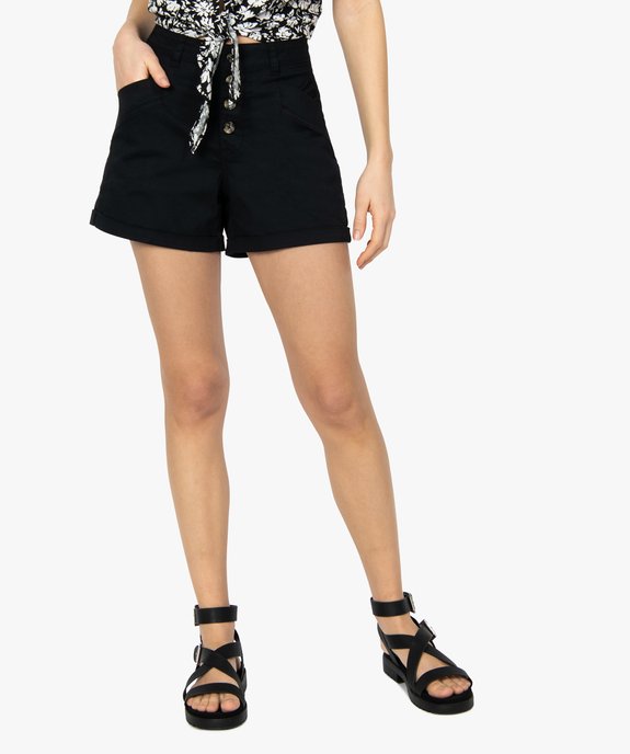 Short femme ample taille haute avec poches fantaisie GEMO