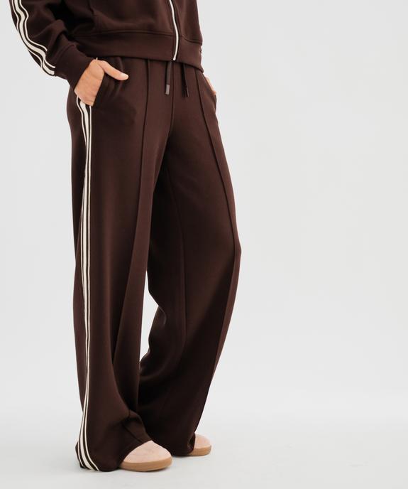 Pantalon de jogging large avec bandes latérales femme vue1 - GEMO(FEMME PAP) - GEMO