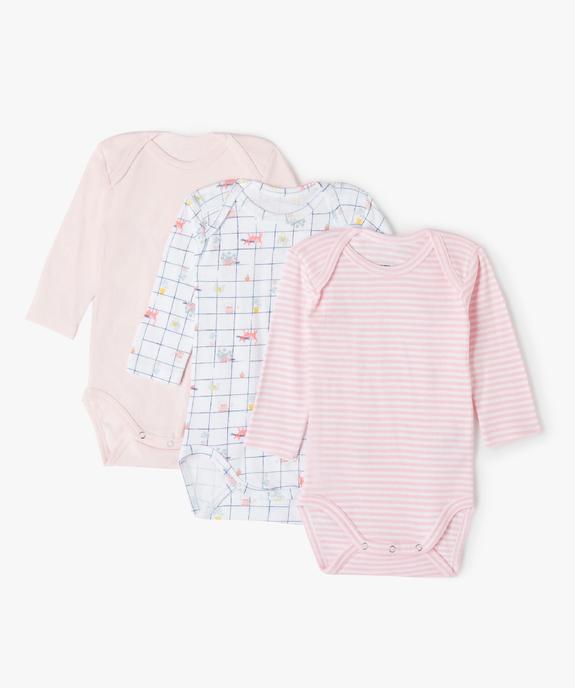 Bodies bébé à manches longues encolure américaine (lot de 3) - No gaspi vue1 - NOGASPI - GEMO