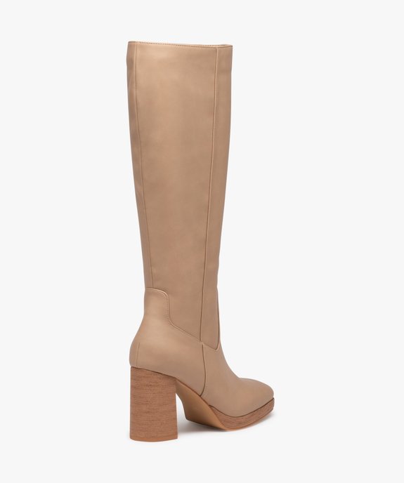 Bottes femme unies à talon haut et à bout carré vue4 - GEMO(URBAIN) - GEMO