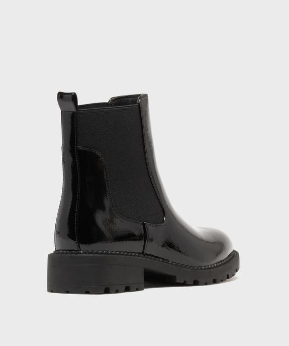 Boots femme vernies style Chelsea à semelle crantée vue12 - 5 MILES - GEMO