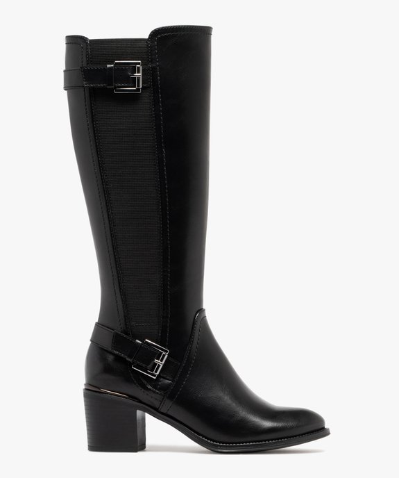 Bottes femme unies à talon carré avec liseré métallisé vue2 - VALENTINA BALDA - GEMO