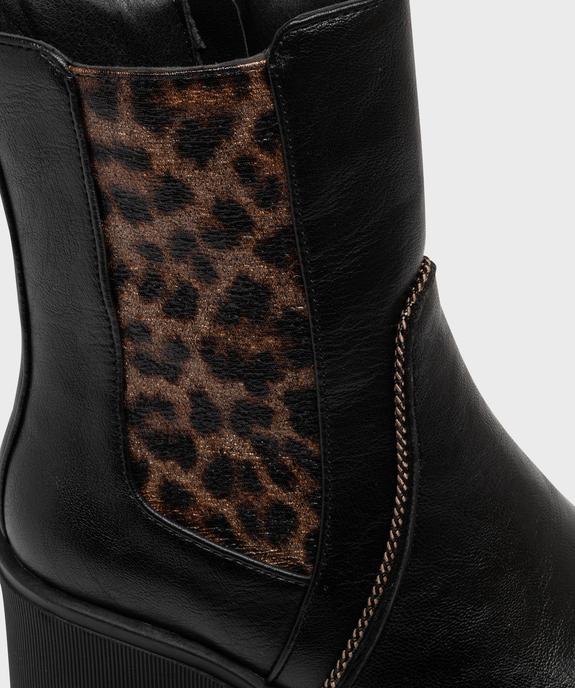 Boots avec empiècement léopard et semelle crantée femme - Emilia Rosa vue6 - EMILIA ROSA - GEMO