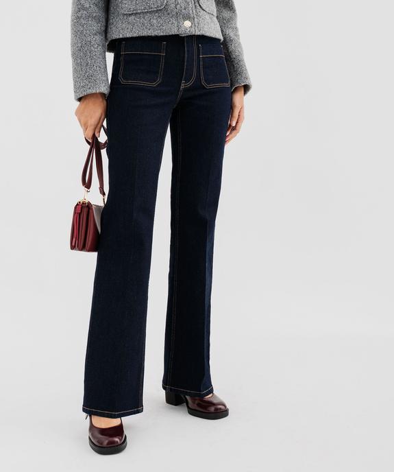 Jean flare taille haute à plis et poches plaquées femme vue1 - GEMO(FEMME PAP) - GEMO