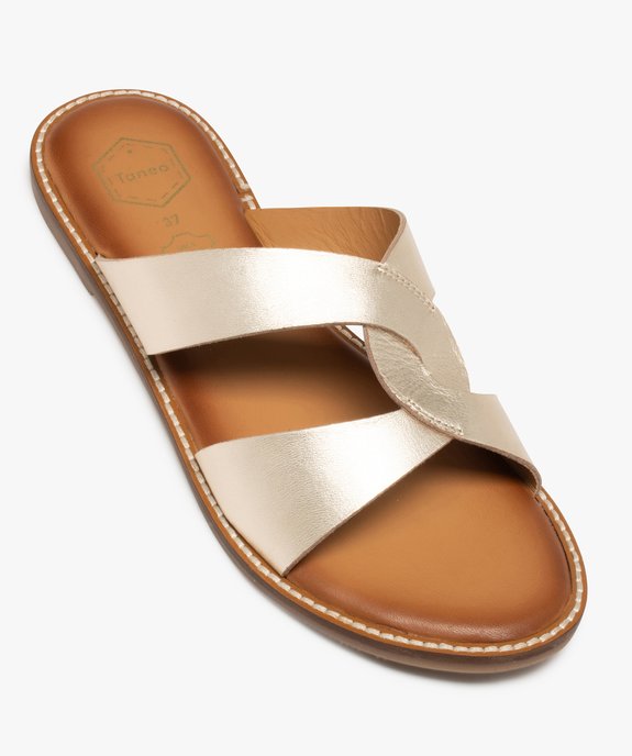 Mules femme à talon plat et larges brides en cuir - Taneo vue5 - TANEO - GEMO