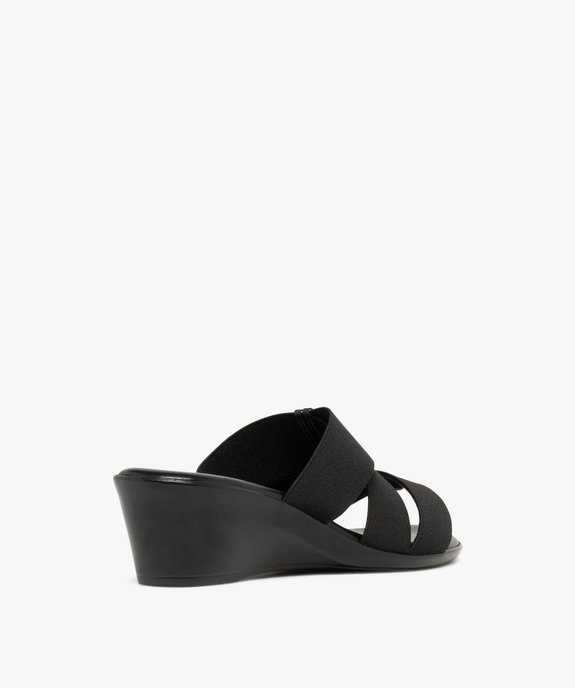 Mules femme à talon compensé et brides unies élastiques vue4 - GEMO(URBAIN) - GEMO