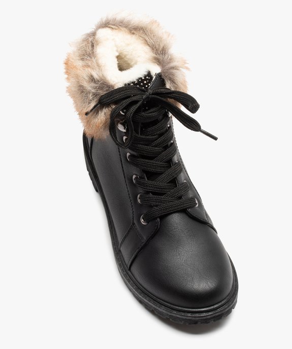 Boots fourrées femme col peluche et fermeture lacets vue5 - VALENTINA BALDA - GEMO
