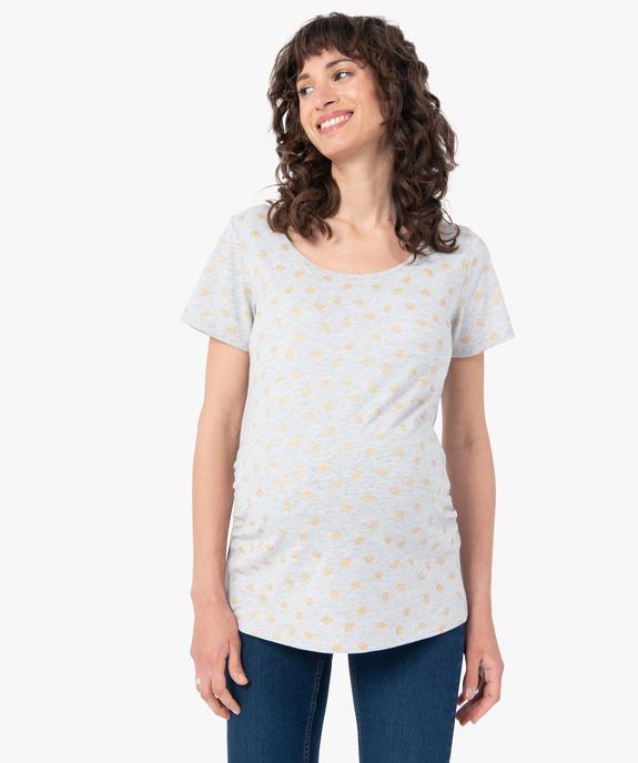 Tee-shirt de grossesse imprimé à manches courtes vue1 - GEMO 4G MATERN - GEMO