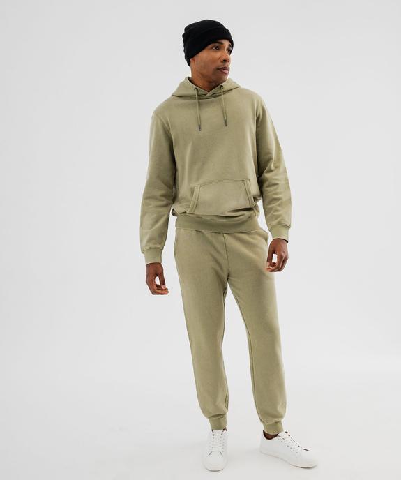 Sweat à capuche coloris délavé intérieur bouclette homme vue4 - GEMO (HOMME) - GEMO