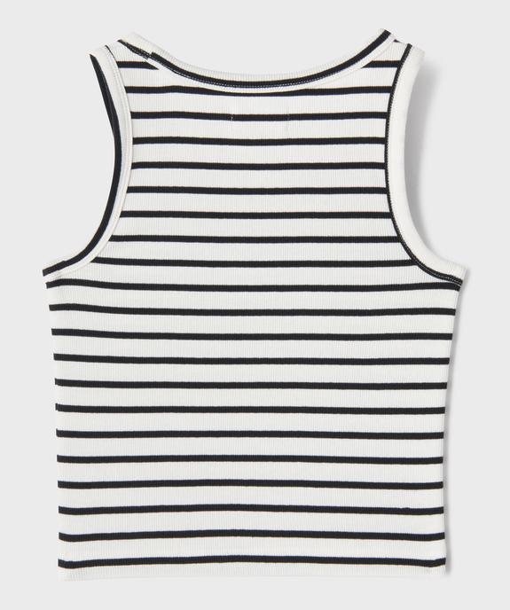 Débardeur rayé à col rond fille vue3 - GEMO 4G FILLE - GEMO
