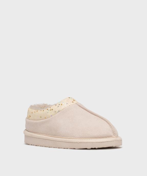Chaussons en suédine avec doublure fourrure imitation fille vue2 - GEMO (ENFANT) - GEMO