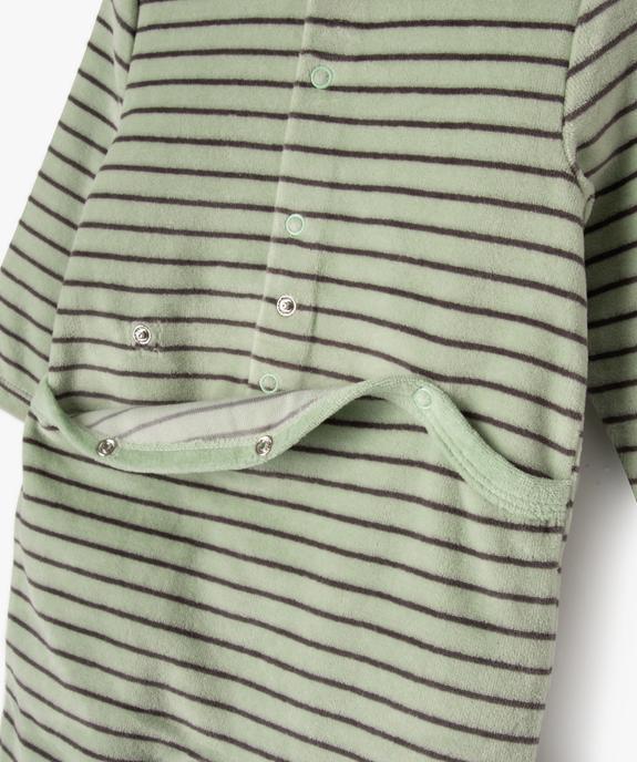 Pyjama dors-bien en velours à rayures avec message bébé garçon vue4 - GEMO(BB COUCHE) - GEMO