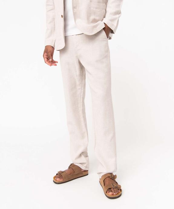 Pantalon homme coupe chino en lin mélangé vue1 - GEMO 4G HOMME - GEMO
