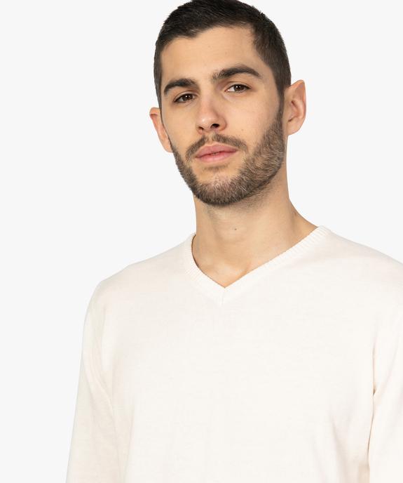 Pull homme en coton avec col V vue2 - GEMO (HOMME) - GEMO